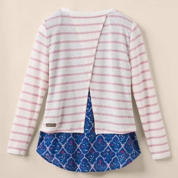 MATILDA JANE I Blue, Pink & White Striped Sweet Indulgence Layered Top, M - Picture 3 of 16